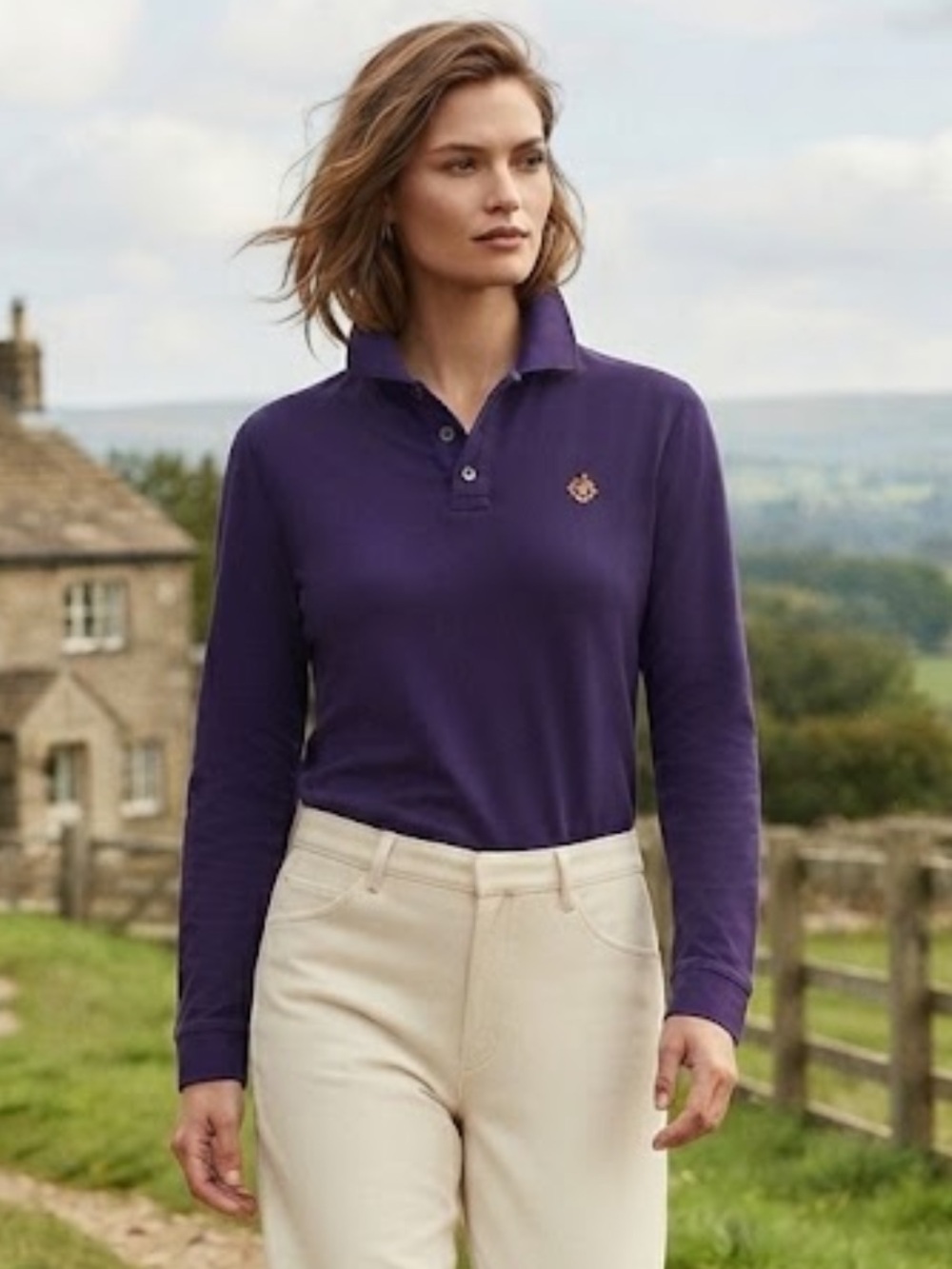 Lauren Ralph Lauren Purple Long Sleeve Polo Style Button Shirt